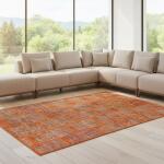 Amber Grid Patchwork Rug – Handmade Modern Red & Orange Carpet