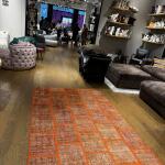 Amber Grid Patchwork Rug – Handmade Modern Red & Orange Carpet