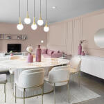 Blush Console Table with Mirror Set