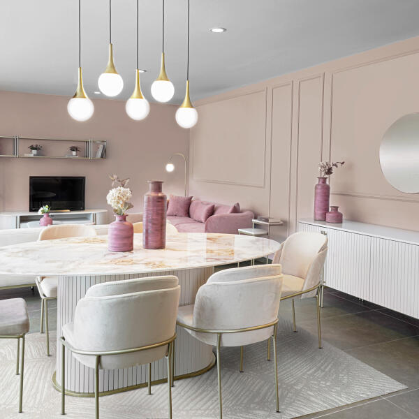 Blush Console Table with Mirror Set