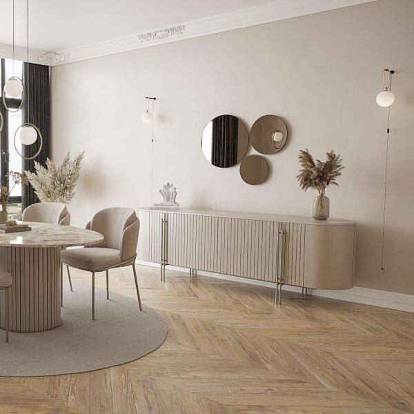 Blush Console Table with Mirror Set