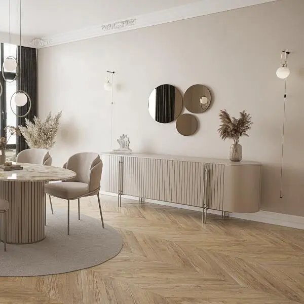 Blush Console Table with Mirror Set