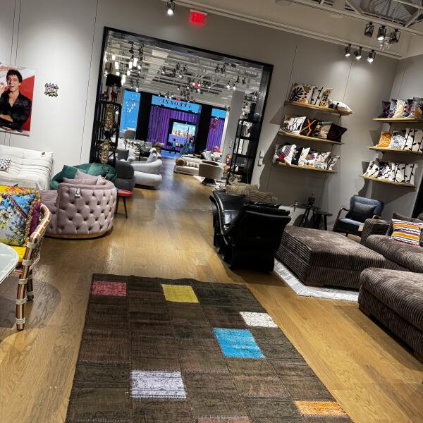 Brown Patchwork Rug – Modern Multicolor Accent Carpet