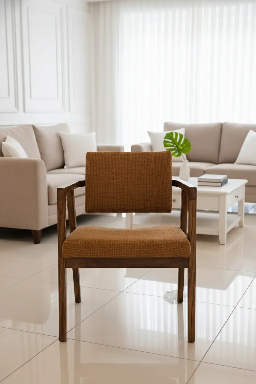 Brown Walnut Shirted Chair