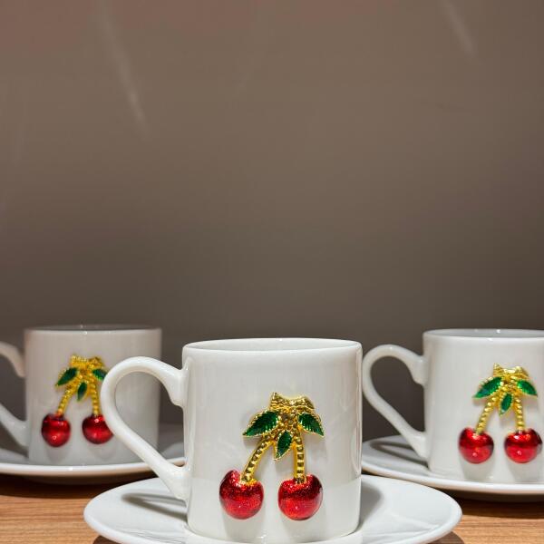 Cherry Turkish Coffee Cup Set 12pc