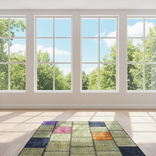 Colorful Patchwork Area Rug – Modern Bohemian Multicolor Design