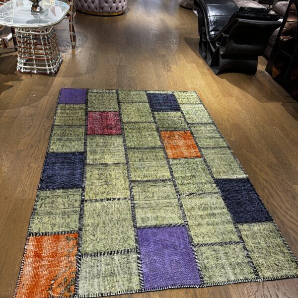 Colorful Patchwork Area Rug – Modern Bohemian Multicolor Design