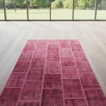 Crimson Bloom Patchwork Rug – Handmade Fuchsia Toned Carpet