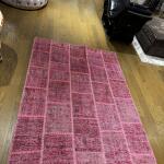Crimson Bloom Patchwork Rug – Handmade Fuchsia Toned Carpet