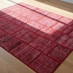 Crimson Grid – Modern Red Patchwork Rug