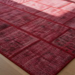 Crimson Grid – Modern Red Patchwork Rug