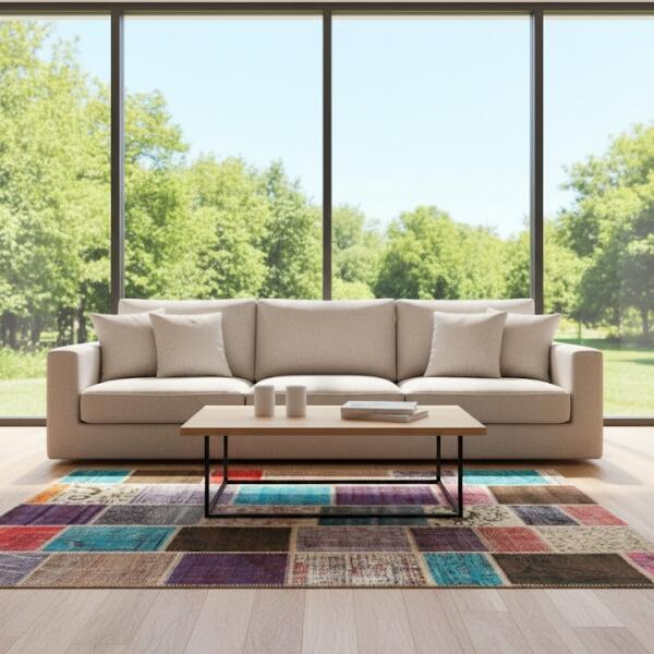 Eclectic Harmony Patchwork Rug – Multicolor Handmade Vintage Carpet