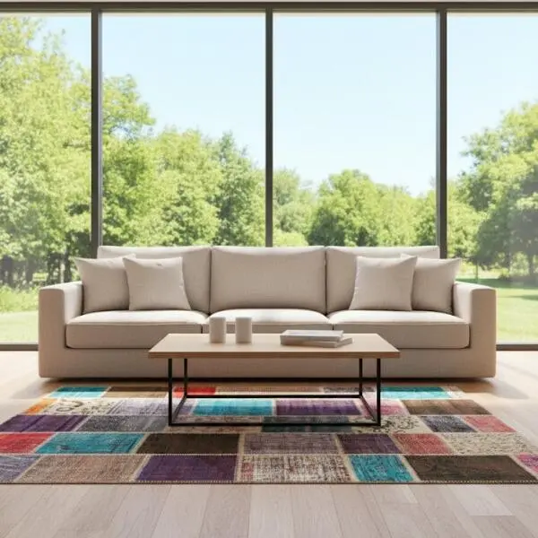 Eclectic Harmony Patchwork Rug – Multicolor Handmade Vintage Carpet