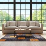 Ember Noir Rug – Handwoven Black & Orange Patchwork Vintage Carpet