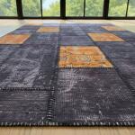 Ember Noir Rug – Handwoven Black & Orange Patchwork Vintage Carpet