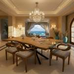 Ferozzi Handmade Epoxy Walnut Dining Table  Live Edge Solid Wood Table with Artistic Epoxy Detailing