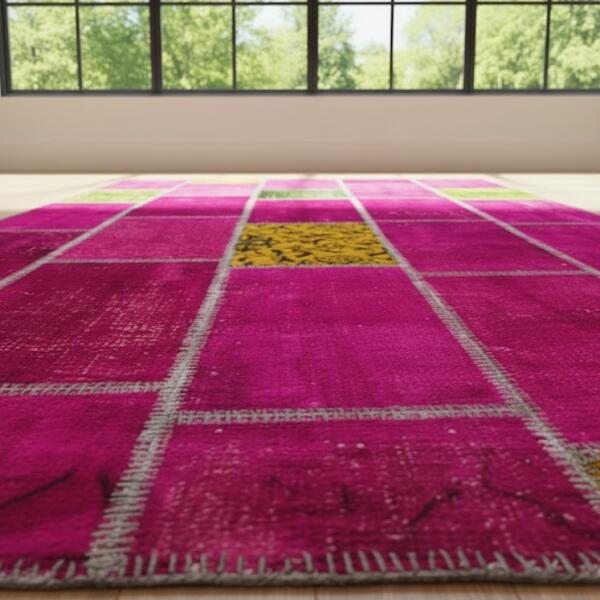 Fuchsia Bloom – Vibrant Patchwork Area Rug