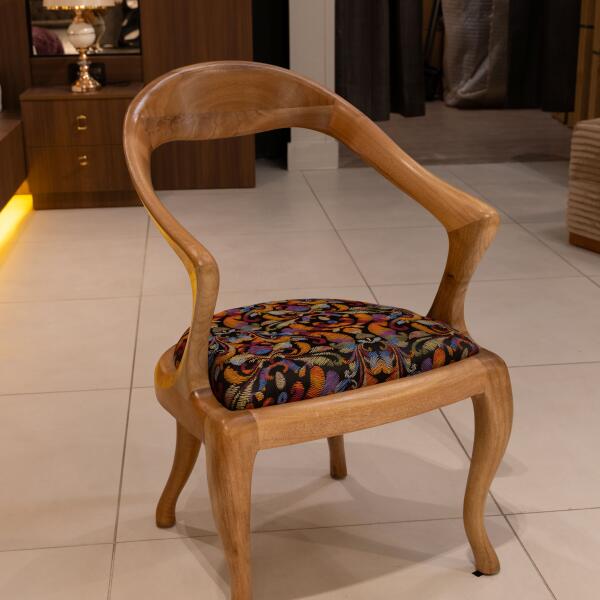 Handmade Solid Wood chair with Orante Up Holstered Seat