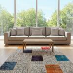 Ivory Canvas Patchwork Rug – Handmade Color Accents Carpet