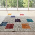 Ivory Canvas Patchwork Rug – Handmade Color Accents Carpet
