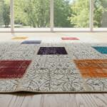 Ivory Canvas Patchwork Rug – Handmade Color Accents Carpet