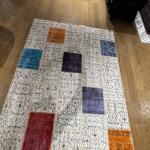 Ivory Canvas Patchwork Rug – Handmade Color Accents Carpet