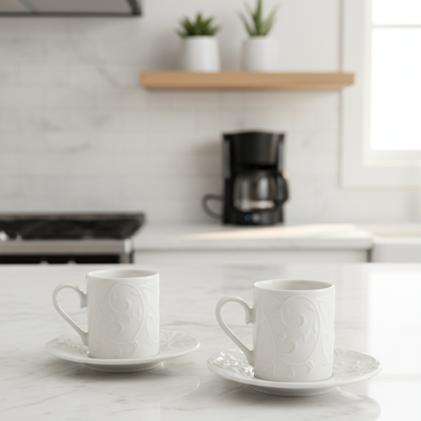 Ivy Pattern Turkish Coffee Cup Set 12pc