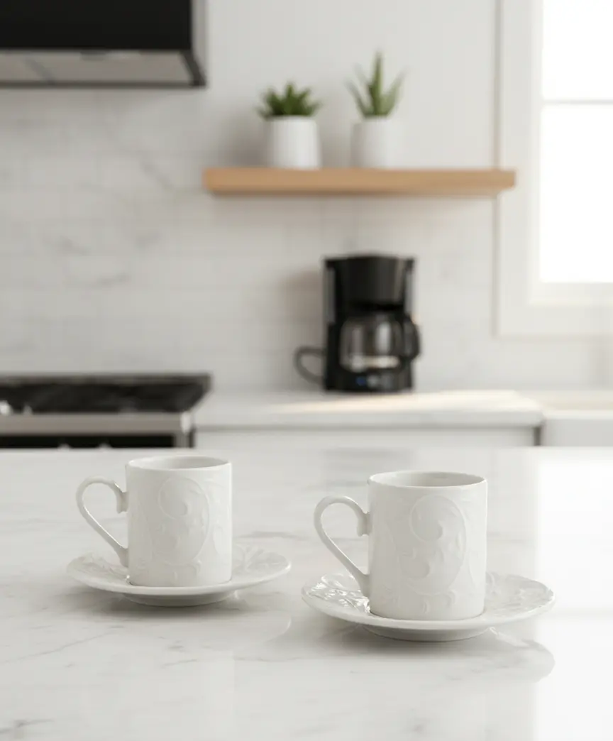 Ivy Pattern Turkish Coffee Cup Set 12pc