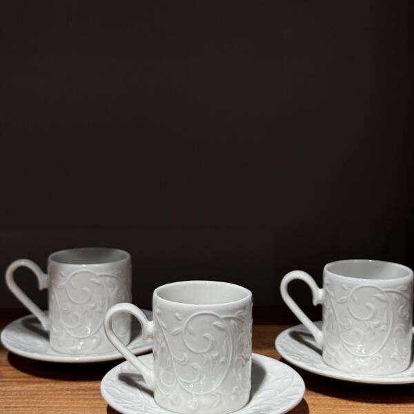 Ivy Pattern Turkish Coffee Cup Set 12pc