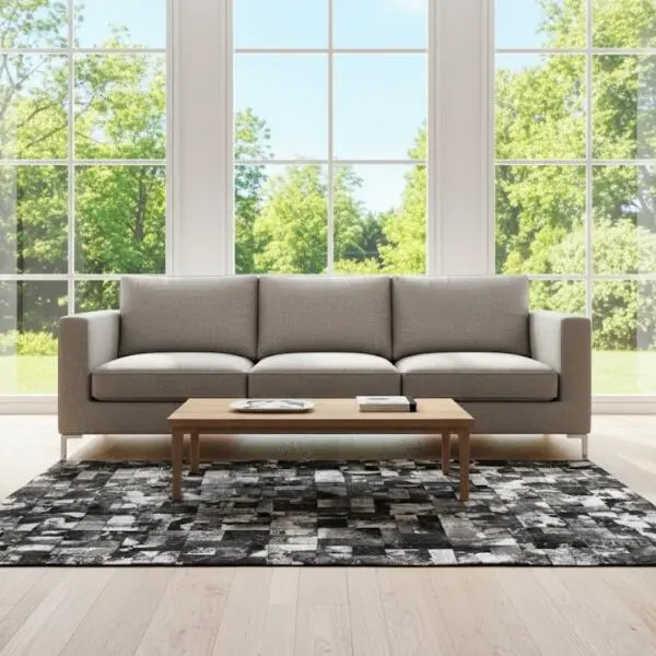 Luxury Black & Silver Cowhide Rug