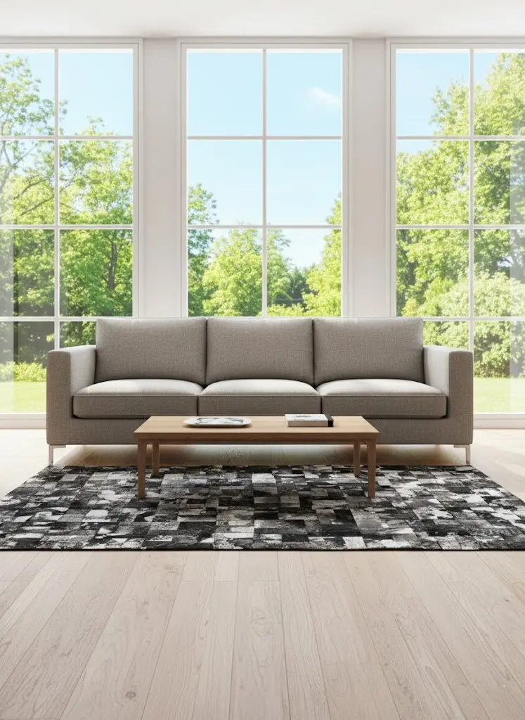 Luxury Black & Silver Cowhide Rug