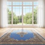 Luxury Blue Persian Style Area Rug – Traditional Medallion Design