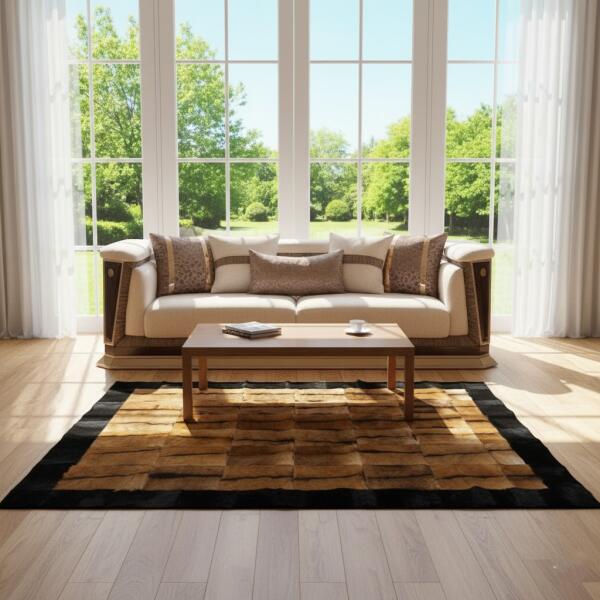 Luxury Brown & Black Fur Area Rug