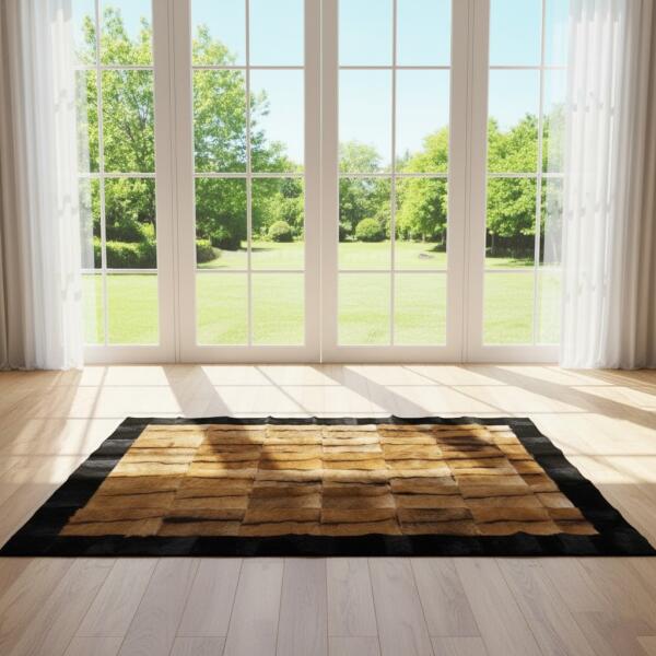 Luxury Brown & Black Fur Area Rug
