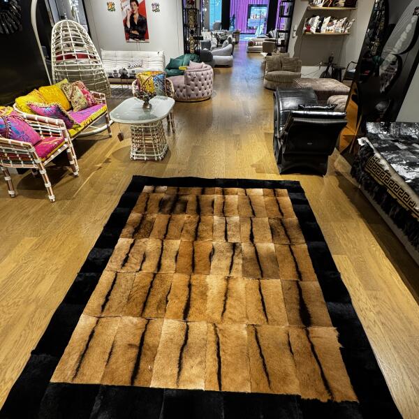 Luxury Brown & Black Fur Area Rug