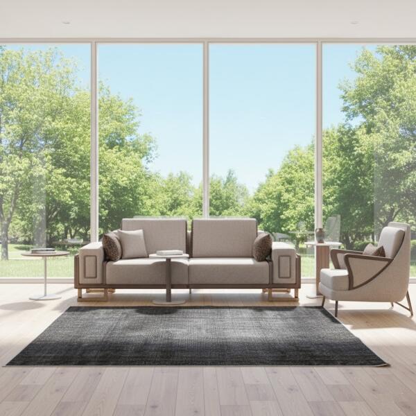 Midnight Loom – Modern Dark Gray Area Rug