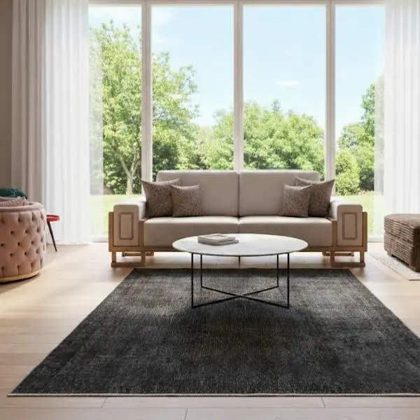 Midnight Velvet Rug – Handmade Charcoal Black Modern Carpet