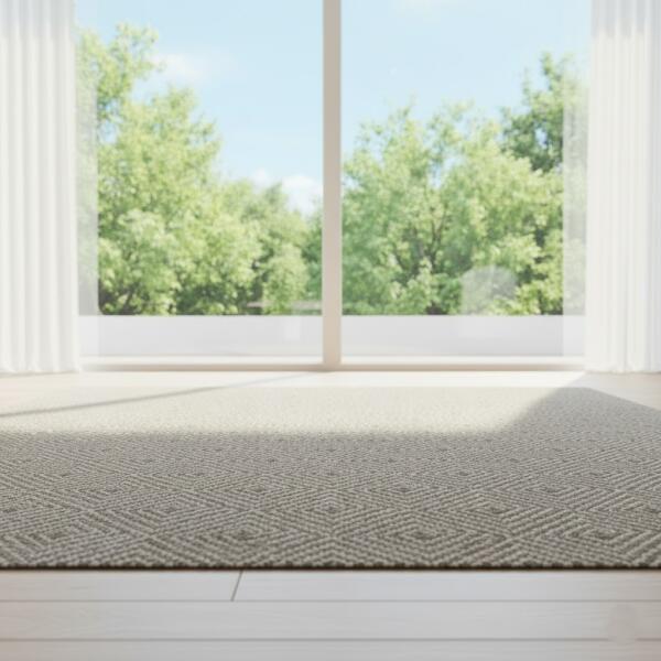 Modern Diamond Pattern Area Rug – Neutral Beige & Gray Scandinavian Design