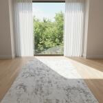 Modern Distressed Area Rug – Ivory, Gray & Beige Vintage Pattern