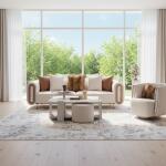 Modern Distressed Area Rug – Ivory, Gray & Beige Vintage Pattern