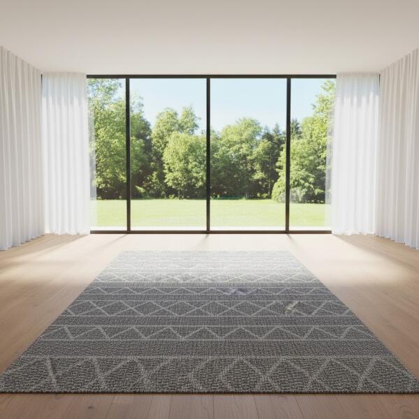 Modern Gray Geometric Area Rug – Scandinavian Minimalist Style