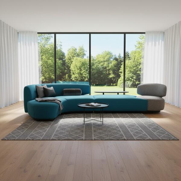 Modern Gray Geometric Area Rug – Scandinavian Minimalist Style