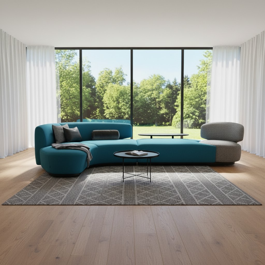 Modern Gray Geometric Area Rug – Scandinavian Minimalist Style