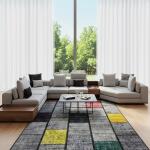 Modern Patchwork Area Rug – Gray Base with Multicolor Blocks