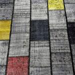 Modern Patchwork Area Rug – Gray Base with Multicolor Blocks