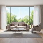 Modern Taupe Geometric Area Rug – Neutral Boho Style