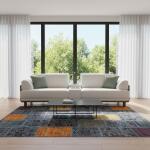 Mosaic Breeze Patchwork Rug – Handmade Multicolor Blue Base Carpet