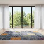 Mosaic Breeze Patchwork Rug – Handmade Multicolor Blue Base Carpet