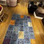 Mosaic Breeze Patchwork Rug – Handmade Multicolor Blue Base Carpet