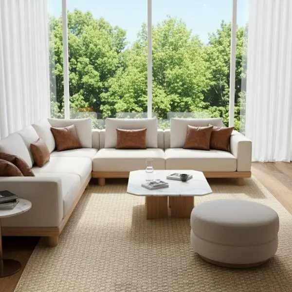 Natural Beige Textured Area Rug – Woven Neutral Modern Design